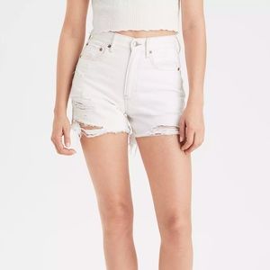 Distressed High Waisted Boyfriend Denim Shorts